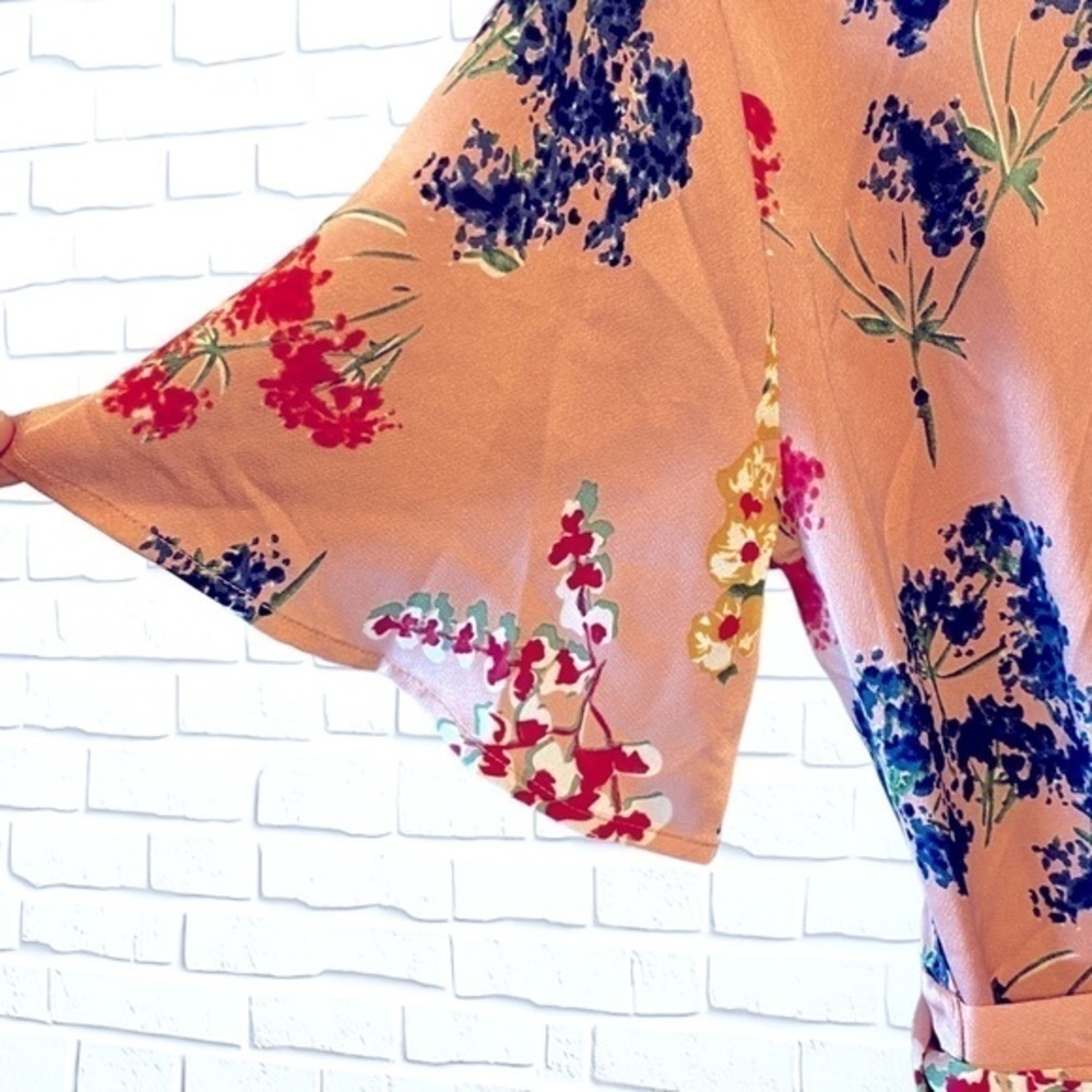 Lulus Mystic Mondays Pink Floral Print Wrap Maxi Dress, Short Sleeves size XS/S - Picture 6 of 15